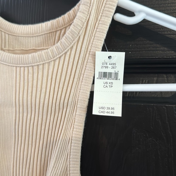 Cream Ribbed Bodysuit with High Neckline - Picture 2 of 4